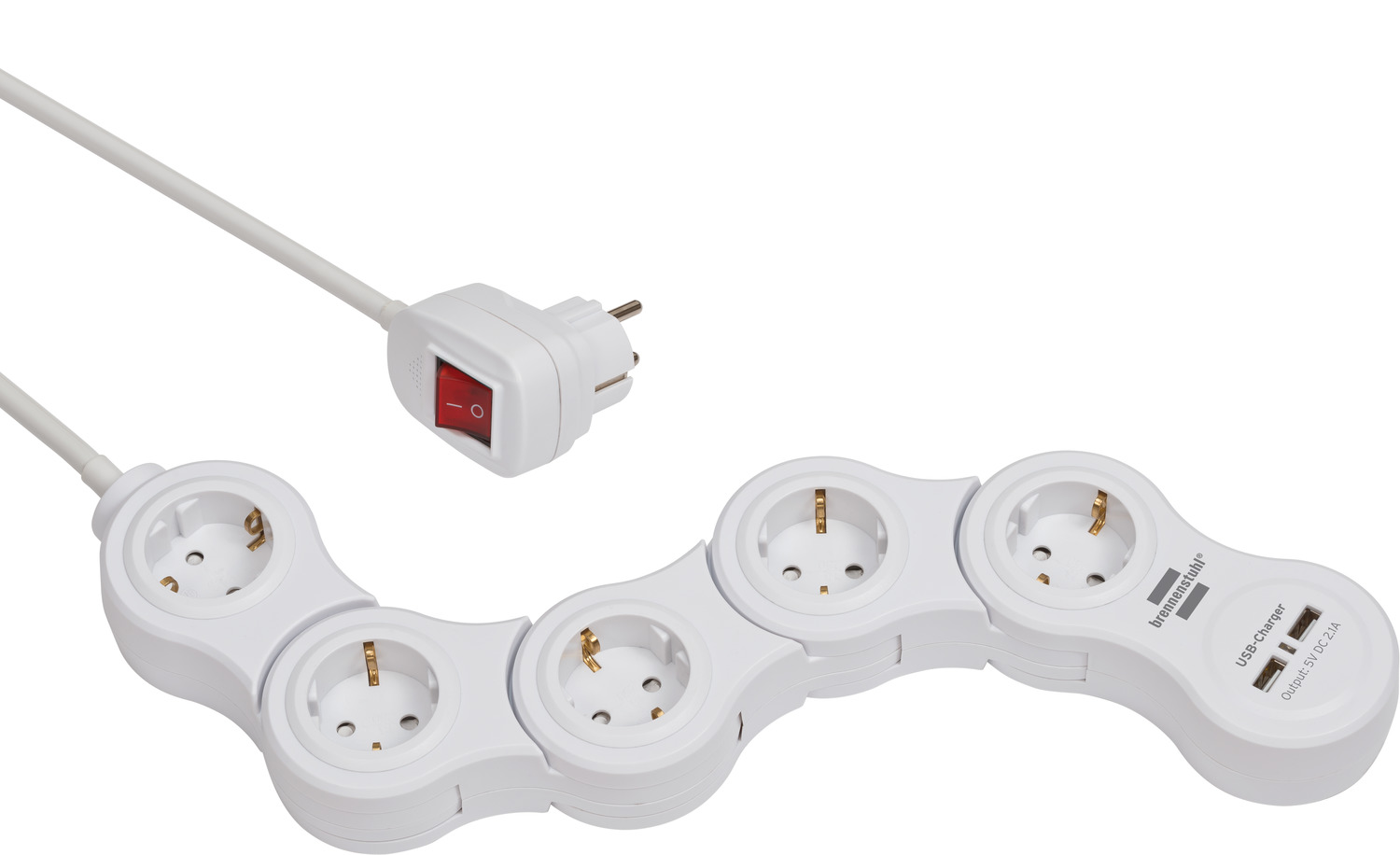 media Cataract Storen Vario Power stekkerdoos met USB 5-voudig wit, 1,4m H05VV-F 3G1,5 |  brennenstuhl®
